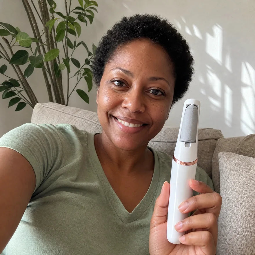 Happy customer holding the Velvet 4 Pro